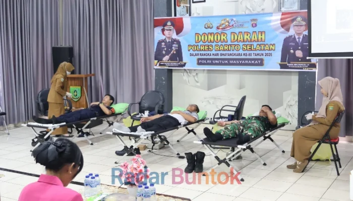Peringati Hari Bhayangkara Ke-80, Polres Barsel Berhasil Himpun 80 Kantong Darah Melalui Aksi Donor Darah